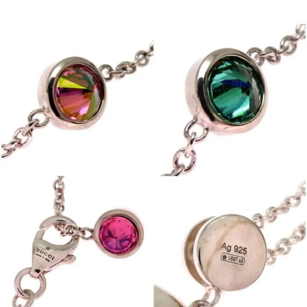 NWT Gucci Blind For Love Heart Necklace Silver Crystal OS